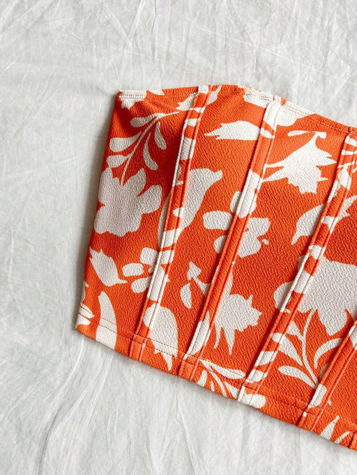 SHEIN Soleia Top corto de flores naranjas para mujeres, ideal para ocasiones informales - Quierox - Tienda Online