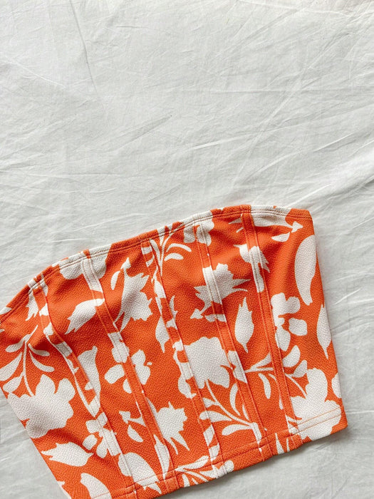 SHEIN Soleia Top corto de flores naranjas para mujeres, ideal para ocasiones informales - Quierox - Tienda Online
