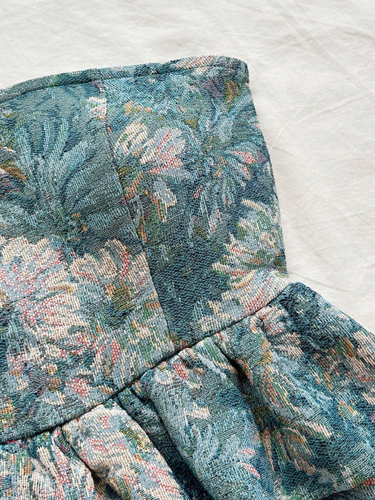 SHEIN Soleia Top sin tirantes con lazo en la espalda y bajo con volantes, estampado floral - Quierox - Tienda Online