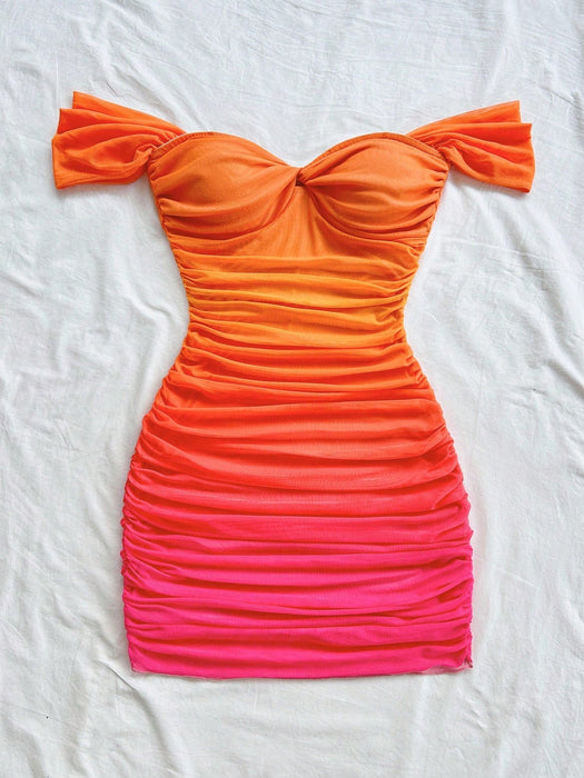 SHEIN Soleia Vestido de punto de malla con estampado de degradado - Quierox - Tienda Online