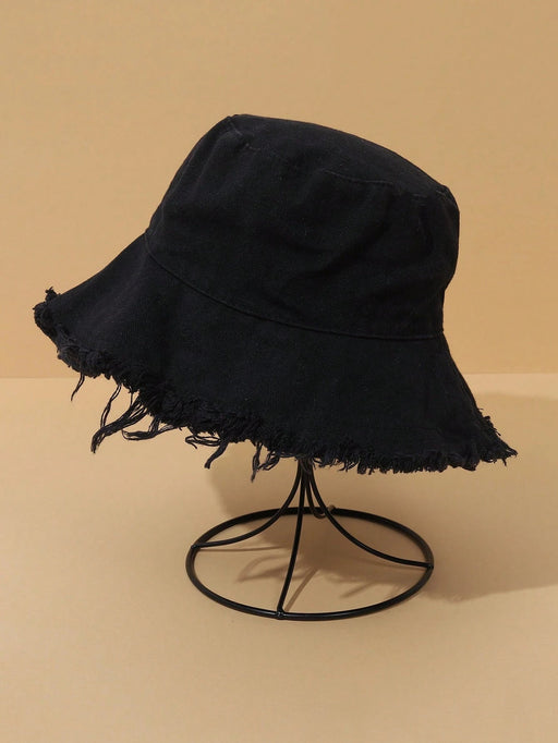 SHEIN Sombrero tipo balde sólido con remate sin procesar - Quierox - Tienda Online