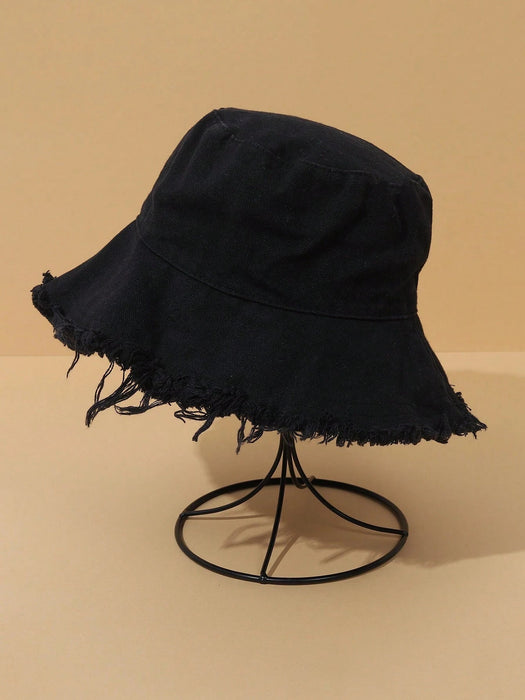 SHEIN Sombrero tipo balde sólido con remate sin procesar - Quierox - Tienda Online