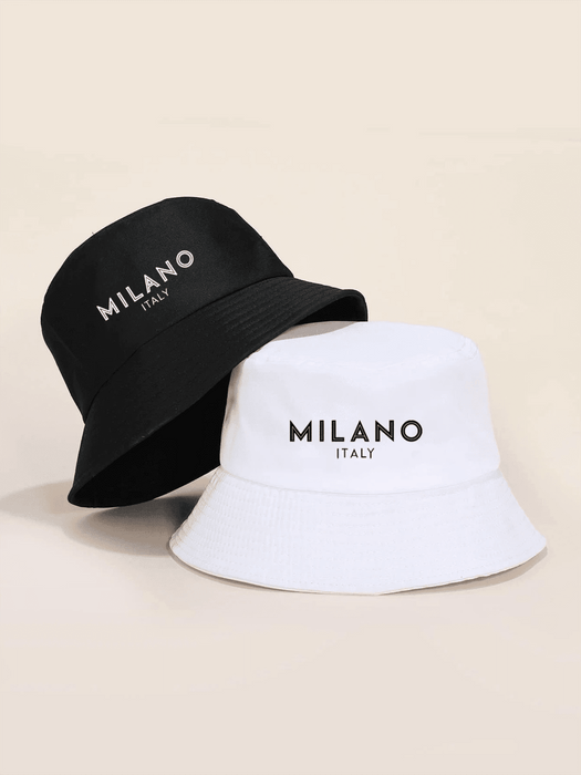 Shein sombrero tipo cubo unisex con estampado de letras Milano - Quierox - Tienda Online