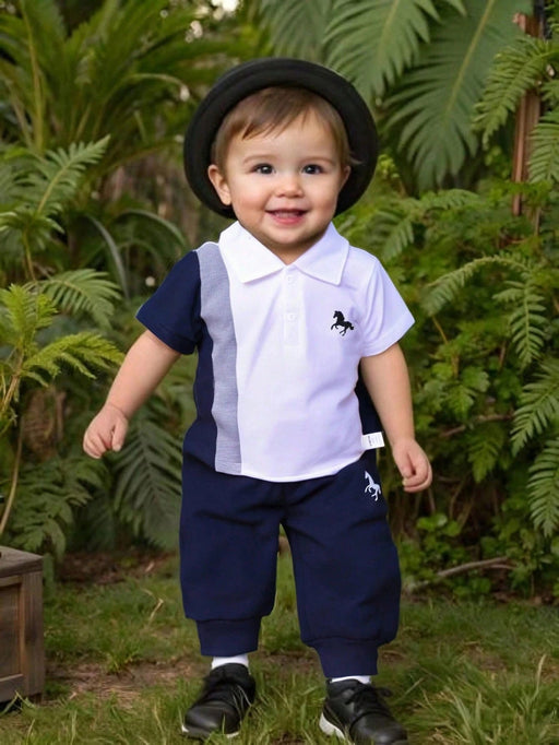 SHEIN Souflis Souflis Conjunto de 2 piezas para niño, camiseta de manga corta con cuello polo y bloques de color - Quierox - Tienda Online