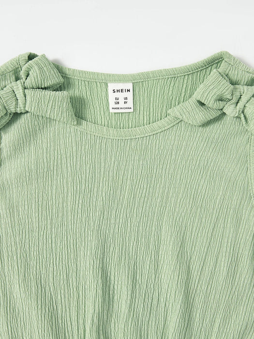 SHEIN Sparklyn Top con lazo y falda floral pequeña para preadolescentes - Quierox - Tienda Online