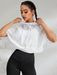 SHEIN Sport Camiseta deportiva con capucha y cordón ajustable de manga murciélago sin sujetador para gimnasio - Quierox - Tienda Online