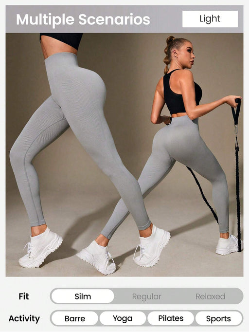 SHEIN Sport Studio Leggings deportivos con cintura ancha y diseño liso - Quierox - Tienda Online