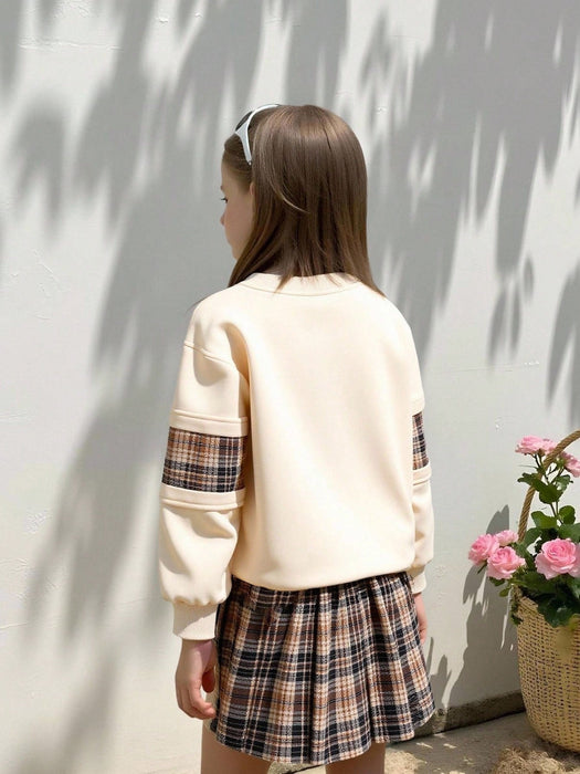 SHEIN Sudadera Con Estampado De Cuadros Para Niñas Adolescentes - Quierox - Tienda Online