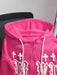 Shein Sudadera de manga larga con capucha, cordón ajustable y estampado de letras cruzadas para mujer - Quierox - Tienda Online