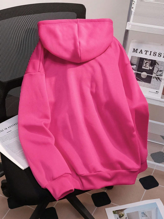 Shein Sudadera de manga larga con capucha, cordón ajustable y estampado de letras cruzadas para mujer - Quierox - Tienda Online