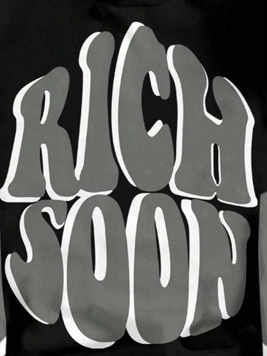 SHEIN Sudadera holgada de manga larga con estampado de texto "RICH SOON" para niños - Quierox - Tienda Online
