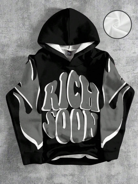 SHEIN Sudadera holgada de manga larga con estampado de texto "RICH SOON" para niños - Quierox - Tienda Online