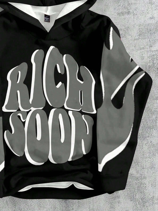 SHEIN Sudadera holgada de manga larga con estampado de texto "RICH SOON" para niños - Quierox - Tienda Online