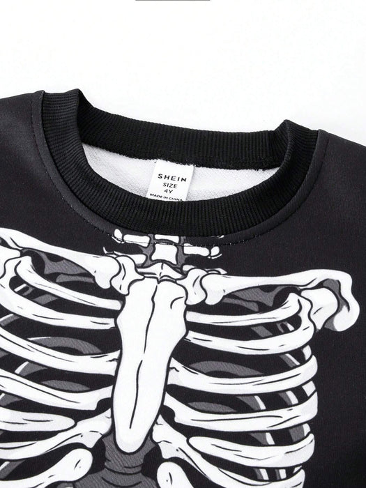 SHEIN Sudadera, pantalones deportivos y gorro con estampado de esqueleto para niño - Quierox - Tienda Online