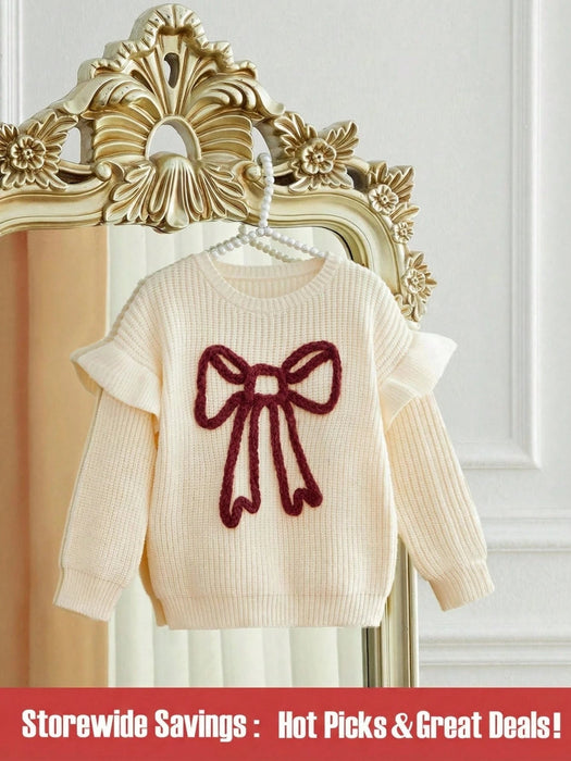 SHEIN Suéter de punto de cuello redondo, manga larga, con decoración de lazo - Quierox - Tienda Online