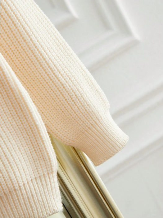 SHEIN Suéter de punto de cuello redondo, manga larga, con decoración de lazo - Quierox - Tienda Online