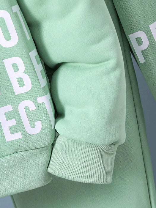 SHEIN Suéter y pantalón de chándal con estampado de eslogan para niños preadolescentes - Quierox - Tienda Online