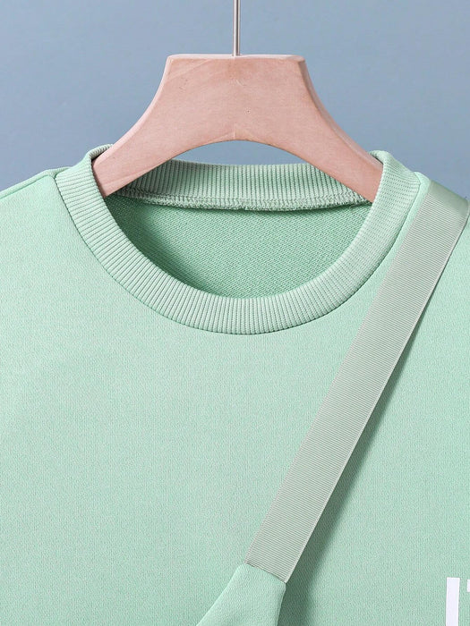 SHEIN Suéter y pantalón de chándal con estampado de eslogan para niños preadolescentes - Quierox - Tienda Online