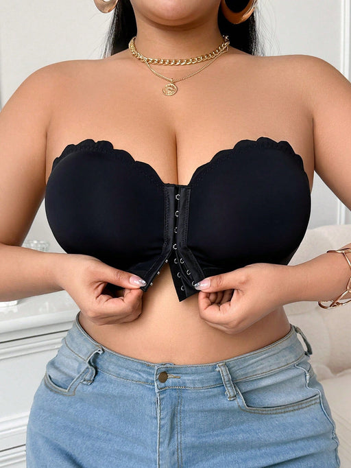 SHEIN Sujetador bustier con cierre frontal en arco para mujer de talla grande - Quierox - Tienda Online