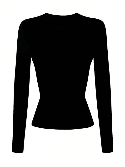 SHEIN Sundraya Camiseta básica de manga larga para mujer - Quierox - Tienda Online