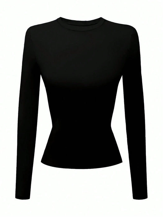 SHEIN Sundraya Camiseta básica de manga larga para mujer - Quierox - Tienda Online