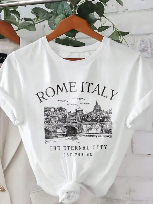 SHEIN SuriyaCove Camisetas de Italia romana Camiseta con el horizonte de Italia - Quierox - Tienda Online