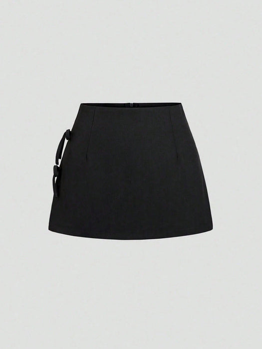 Shein Sweetra Falda corta sexy de corte A con lazo y cordones para mujer - Quierox - Tienda Online