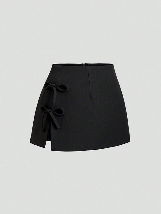 Shein Sweetra Falda corta sexy de corte A con lazo y cordones para mujer - Quierox - Tienda Online