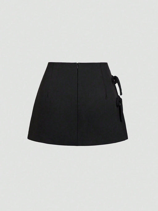 Shein Sweetra Falda corta sexy de corte A con lazo y cordones para mujer - Quierox - Tienda Online