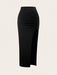SHEIN Sweetra Falda larga con cintura elástica, pliegues y abertura lateral - Quierox - Tienda Online