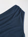SHEIN Sweetra Vestido corto de color liso con cuello asimétrico elegante para mujer - Quierox - Tienda Online