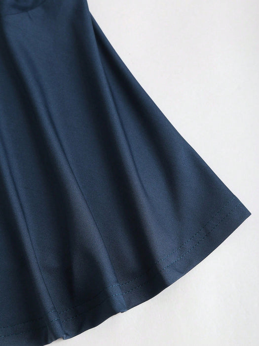 SHEIN Sweetra Vestido corto de color liso con cuello asimétrico elegante para mujer - Quierox - Tienda Online
