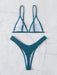 Shein Swim Basics Conjunto de bikini de corte alto triangular acanalado para playa de verano - Quierox - Tienda Online