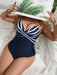 SHEIN Swim Curve Bañador una pieza push up de rayas cruzado - Quierox - Tienda Online