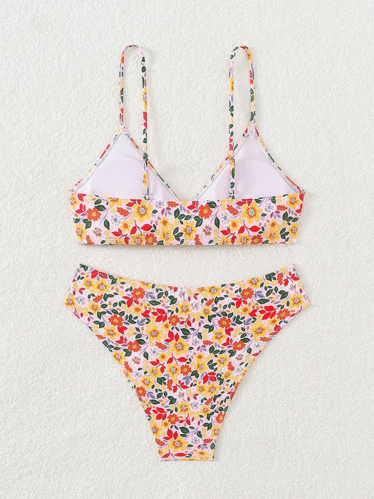 SHEIN Swim Juego de bikini sexy de verano para mujeres con nudo frontal - Quierox - Tienda Online