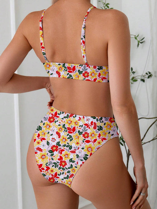 SHEIN Swim Juego de bikini sexy de verano para mujeres con nudo frontal - Quierox - Tienda Online