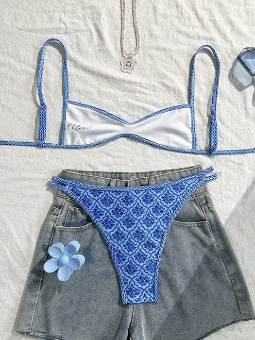 SHEIN Swim Mod Conjunto de bikini informal de 2 piezas con estampado aleatorio - Quierox - Tienda Online