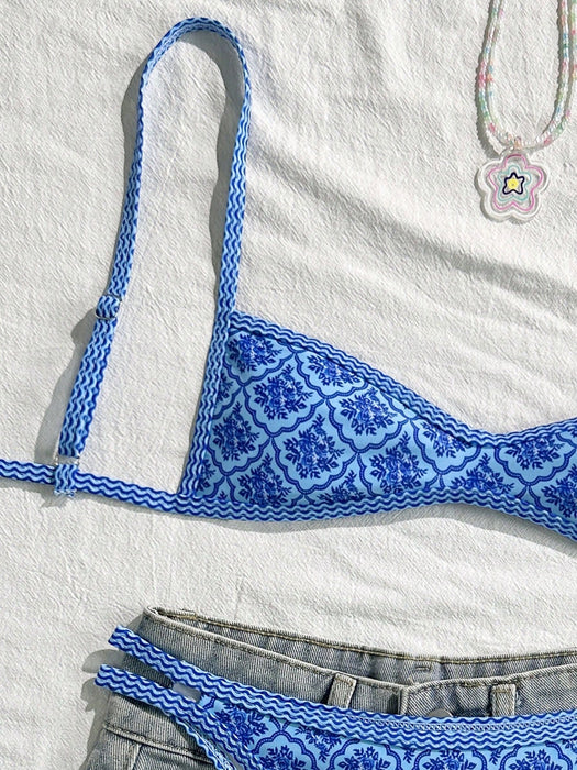 SHEIN Swim Mod Conjunto de bikini informal de 2 piezas con estampado aleatorio - Quierox - Tienda Online