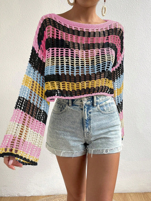 SHEIN Swim Pareo con hombros caídos y diseño calado, ideal para la playa en verano - Quierox - Tienda Online