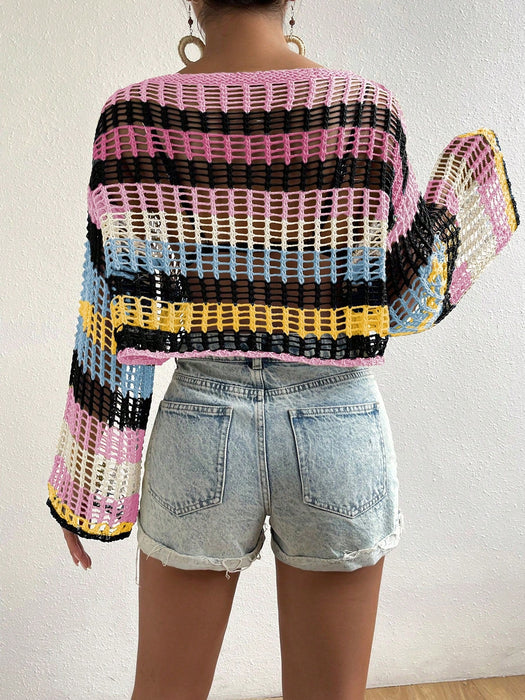 SHEIN Swim Pareo con hombros caídos y diseño calado, ideal para la playa en verano - Quierox - Tienda Online