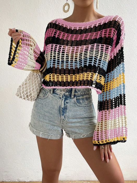 SHEIN Swim Pareo con hombros caídos y diseño calado, ideal para la playa en verano - Quierox - Tienda Online