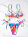 SHEIN Swim Summer Beach - Conjunto de bikini colorido con sujetador con aros y tanga - Quierox - Tienda Online