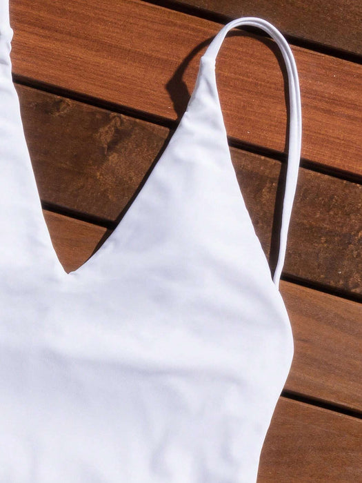 SHEIN Swim Traje de baño de una pieza liso de playa de verano - Quierox - Tienda Online