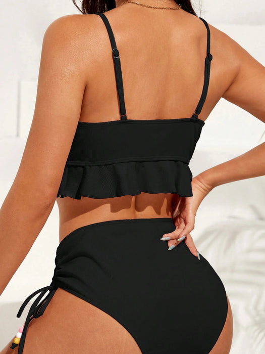 SHEIN Swim Vcay Bañador bikini bajo con fruncido con cordón - Quierox - Tienda Online