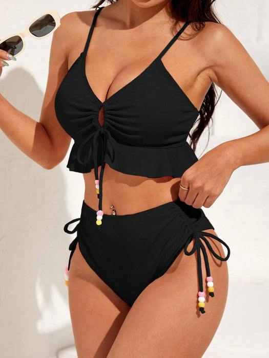 SHEIN Swim Vcay Bañador bikini bajo con fruncido con cordón - Quierox - Tienda Online