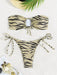 SHEIN Swim Vcay Conjunto de bikini bandeau con lazo lateral y rayas de cebra para playa - Quierox - Tienda Online