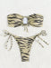 SHEIN Swim Vcay Conjunto de bikini bandeau con lazo lateral y rayas de cebra para playa - Quierox - Tienda Online