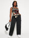 SHEIN SXY Blusa ajustada, estampado de eslogan, hombro asimétrico, para mujer - Quierox - Tienda Online