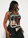 SHEIN SXY Blusa ajustada, estampado de eslogan, hombro asimétrico, para mujer - Quierox - Tienda Online