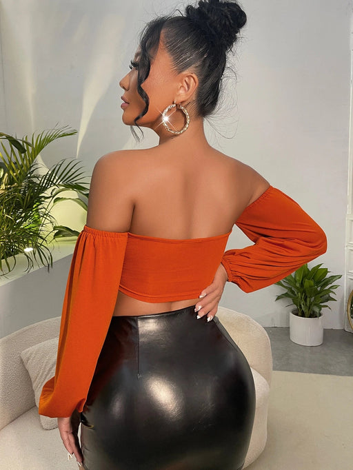 SHEIN SXY Top corto de hombros descubiertos girante delantero con abertura - Quierox - Tienda Online